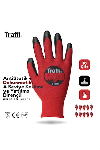10çift Tg1290 Dokunmatik,antistatik A Seviye Direnç İş Eldiveni