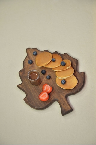 Fam Wood Art Ahşap Çınar Yaprağı ,organizer,çok Amaçlı Stand Kesme Tahtası 21 Cm X 28 Cm Kahverengi