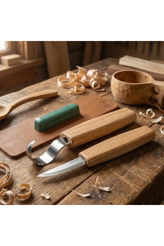 Beavercraft S01 Ahşap Kuksa Kaşık Oyma Bıçağı Seti 4 Parça