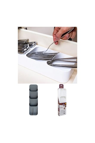 Beyaz 5 Bölmeli Çekmece Kaşıklık Mutfak Düzenleyici, Dayanıklı Çatal Kaşık Bıçak Organizatörü Diğer