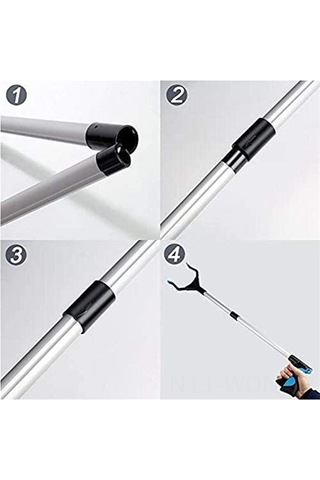 Neevoyu Alüminyum Boru Çekirdekli Çok Amaçlı Atık Toplama Aracı - Kolay Kullanım, 32 İnç Gümüş - Mavi