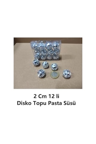 Bp Bizden Pastacılık Disko Topu Pasta Süsü 2 Cm 12 Li Çok Renkli
