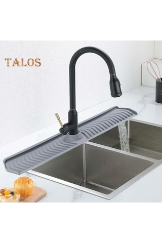 Novahub Siyah Silikon Lavabo Bataryası Drenaj Pedi, Kolay Kurulum, Mutfak İçin Uygun, Damlama Tutucu Tepsisi Siyah