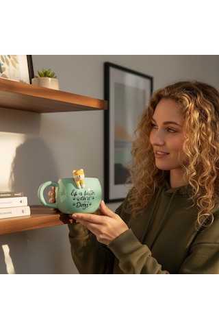 Köpek Figürlü 3d Seramik Kupa 350 Ml Beyaz