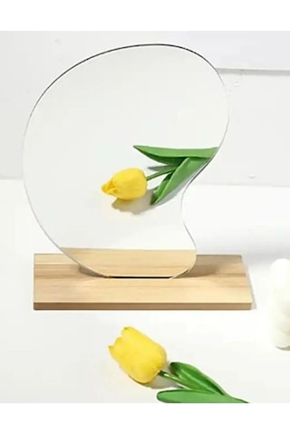 Düzensiz Estetik Ahşap Makyaj Aynası Çerçevesiz Su Damlası