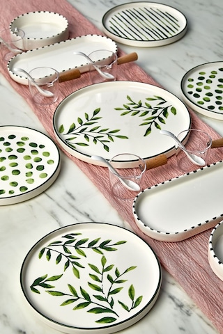 Kitchen Life 23 Parça 6 Kişilik GreenTree Stackable Kahvaltı Takımı - Sosluklu ve Kaşıklı Kahvaltılık Sunum Seti Beyaz