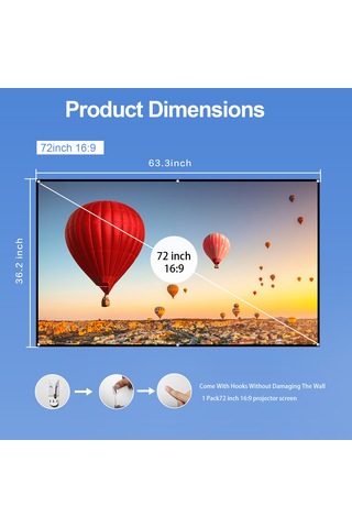 Geeksen 72" Taşınabilir Hd Projeksiyon Perdesi - Katlanabilir, Dayanıklı, Ev Sineması Ve Ofis Kullanımı İçin