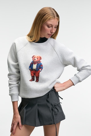 Grımelange Aelorıa Kadın Önü Baskılı Reglan Kol Oversize Grimelanj Sweatshirt Grimelanj
