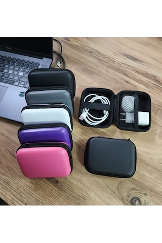 Organizer Mini Çanta, Şarj Aleti, Mini Kulaklık, Kablo, Bellek, Sd Kart Taşıma Çantası Siyah