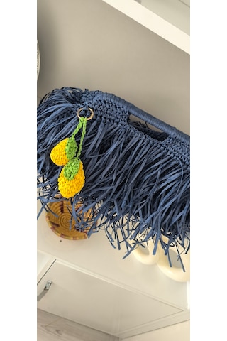 Cloverbagss Püsküllü Çanta Modeli Koyu Mavi