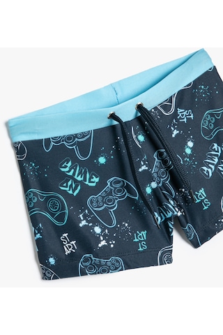Koton Mayo Köpekbalığı Baskılı Oyun Temalı Beli Bağlamalı Lacivert Desenli 4skb00011mk Lacivert