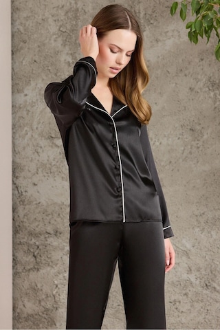 Pierre Cardin Saten Biyeli Kadın Pijama Takımı - 1200 Siyah