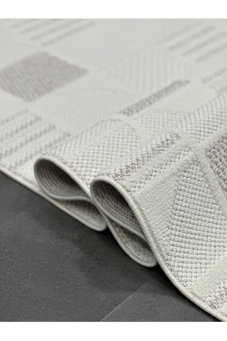 Woolen Halı Venis Bukle Halı 8803 Bej Renkli