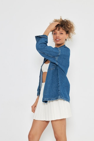 Kutaf Denim Klasık Cift Cepli Kot Gömlek Mavi