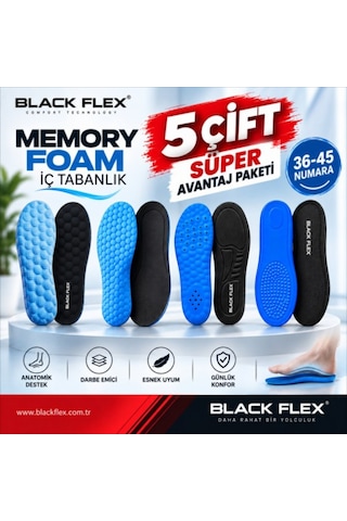 Blackflex Memory Foam Tabanlık Süper Avantaj Paketi 5'li Seri 36-45
