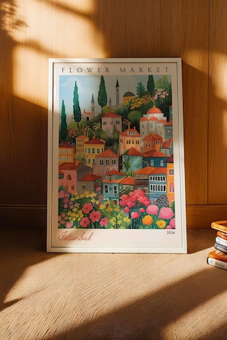 İstanbul Türkiye Çerçeveli Tablo Seyahat Severlere Salon Ve Ofis İçin Estetik Duvar Dekoru Travel Flower Market