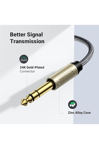 Ugreen 3.5 A 6.5 Çevirici Amplifikatör Cd Çalar Hoparlör Gold 1 Metre