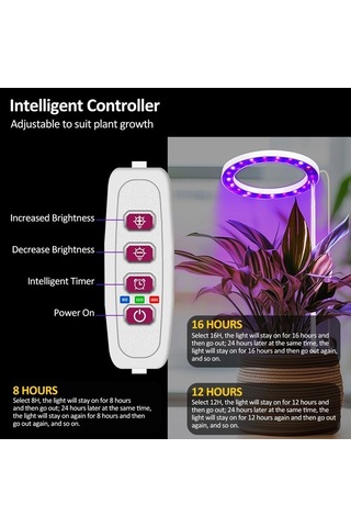 Ebitda Usb Led Bitki Büyütme Lambası - Kırmızı Ve Mavi Işık, 5v, 30.000 Saat Ömür, 20 Led