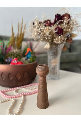 Sammwood Doğal Ahşap Şamdan Mumluk Kayın Ağacından Tekli