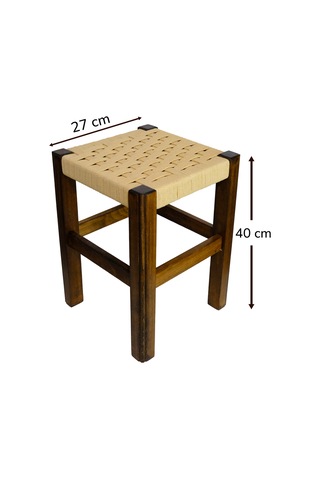 El Yapımı Ahşap Örmeli Hasır Tabure 40 Cm Şık Ve Zarif Tasarım Ceviz