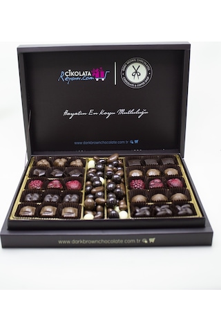 Dark Brown Hediyelik Çikolata 30 Spesiyel ve Karışık Drajeler El Yapımı Gerçek Çikolata