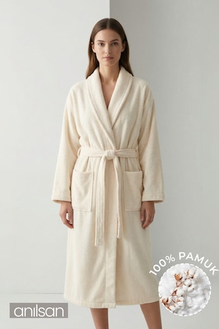 Şalyaka Bornoz Krem %100 Pamuk Unisex Spa Için Ideal Kadın/erkek Krem