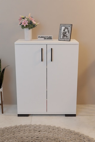 2 Kapaklı Çok Amaçlı Dolap Raflı Erzak Dolabı Mutfak Dolabı-beyaz