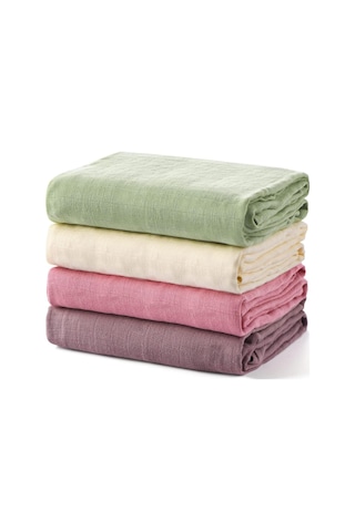 Muslin Kundak Bezi 4'lü Set Ultra Yumuşak ve Nefes Alabilir Pamuk 120x120 CM Yeşil