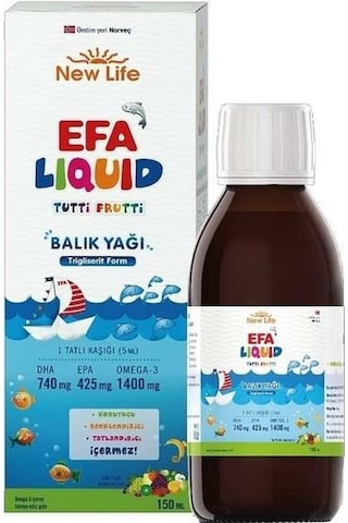 Newlife Efa Liquid Tutti Fruitti Aromalı Balık Yağı Likit 150 ML