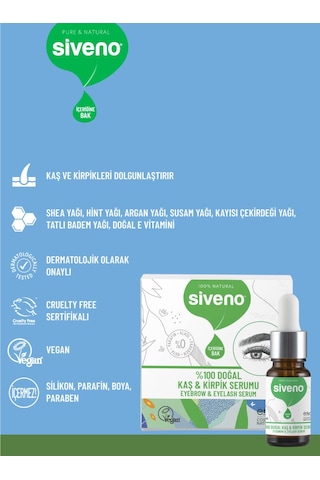 Siveno Ekonomik Paket 2 Adet % 100 Doğal Kaş Kirpik Serumu 10 Ml
