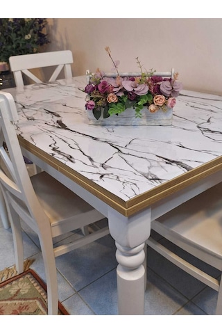 Kalın Pvc Masa Koruyucu 1.2 Mm Mika Örtü, 80 Cm En, Mermer Desen 32pvc-mrm10 Çok Renkli