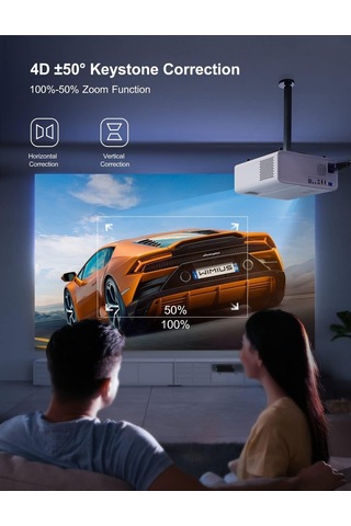 Wimius W7 Yerel 1080P 4K Destekli - 5G Wifi Bluetooth Projektör