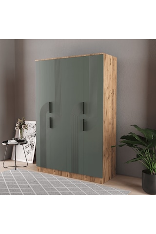 Ekin 4 Kapaklı Eko Bazalı Gardırop - Mdf Kapak Yeşil