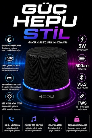 Hepu Hp-ms01g Siyah Manyetik Telefon Tutuculu Kablosuz Bluetooth Hoparlör Tws Destekli