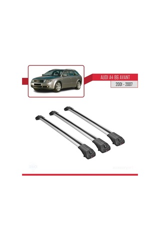 Audi A4 B6 Avant 2002-2004 Arası İle Uyumlu Ace-1 Ara Atkı Tavan Barı Gri 3 Adet Bar