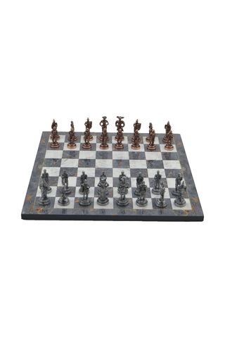 Gifthome Metal Satranç Takımı-seti orta ispanyol antik gri Mermer