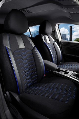 Mercedes-benz Citan 2+1 Deri Detaylı Oto Koltuk Kılıfı Ön Arka Set Siyah Mavi Platinium Model Fs