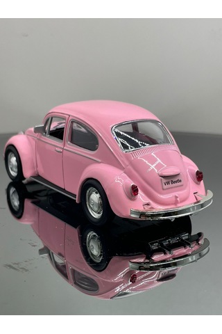 Volkswagen Beetle 1:32 Ölçek Metal Çek Bırak Model Araba 12 Cm - Pembe