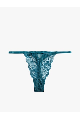 Koton Rahat Kalıp Dantel String Külot Yeşil 7wlk30200mk