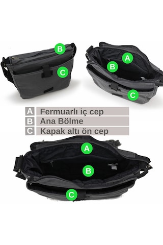 Old Cotton Cargo 7136 Gri 14 İnç Laptop Günlük Omuz Okul Çantası Grı