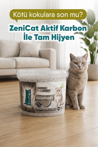 Aktif Karbonlu Bentonit Kedi Kumu 2x10 Lt İnce Taneli, Güçlü Topaklanan, Koku Kontrolü, Kovalı