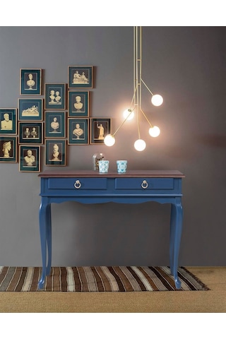 Wooding 100 Cm Çekmeceli Masif Lacivert Ceviz Antre Dresuar Lacivert