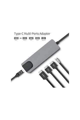 5 İn 1 Usb Hub Sd Usb Type C Hub Ethernet Hdmı Girişli