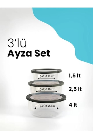 Kapris Ayza 593 Yuvarlak Saklama Kabı Seti 3'lü Krem