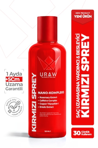 Uraw Saç Uzamasını Destekleyici ve Dökülme Karşıtı Kırmızı Sprey 125 ML