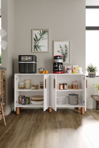 Flora Flr4120 Bohem Kahve Köşesi 4 Kapaklı Mdf Mebran Kapaklı Mutfak Dolabı Çok Amaçlı Dolap Beyaz