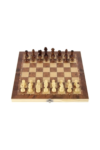 Sones 44 X 44 Cm 3'ü 1 Arada Ahşap Satranç Takımı Çocuklar Ve Yetişkinler İçin Katlanabilir Satranç Tahtası