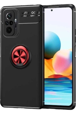 Xiaomi Redmi Note 10 Pro Kılıf Zore Ravel Silikon Kapak Siyah-Kırmızı