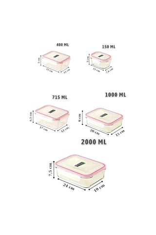 Glasslock Dikdörtgen Cam Saklama Kabı Set 5'li