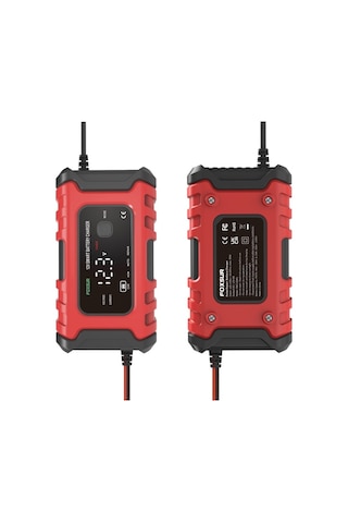 Foxsur 6a 12v Motosiklet / Araba Akıllı Akü Şarj Cihazı Kırmızı